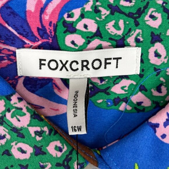 Foxcroft Zoey Plus Pineapple Long Sleeve Shirt NWT Size 16W - Picture 3 of 8